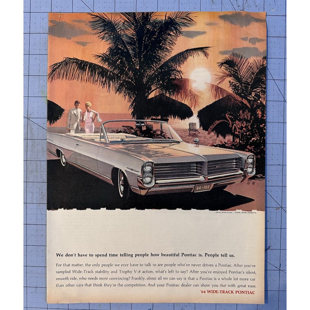 1964 Pontiac Bonneville Convertible Wide Track Print Ad
